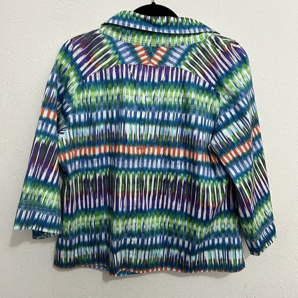 Berek 90’s Y2K Women’s Jacket Sz M Multi-Colored Geometric Zip Front Lightweight - Picture 7 of 8
